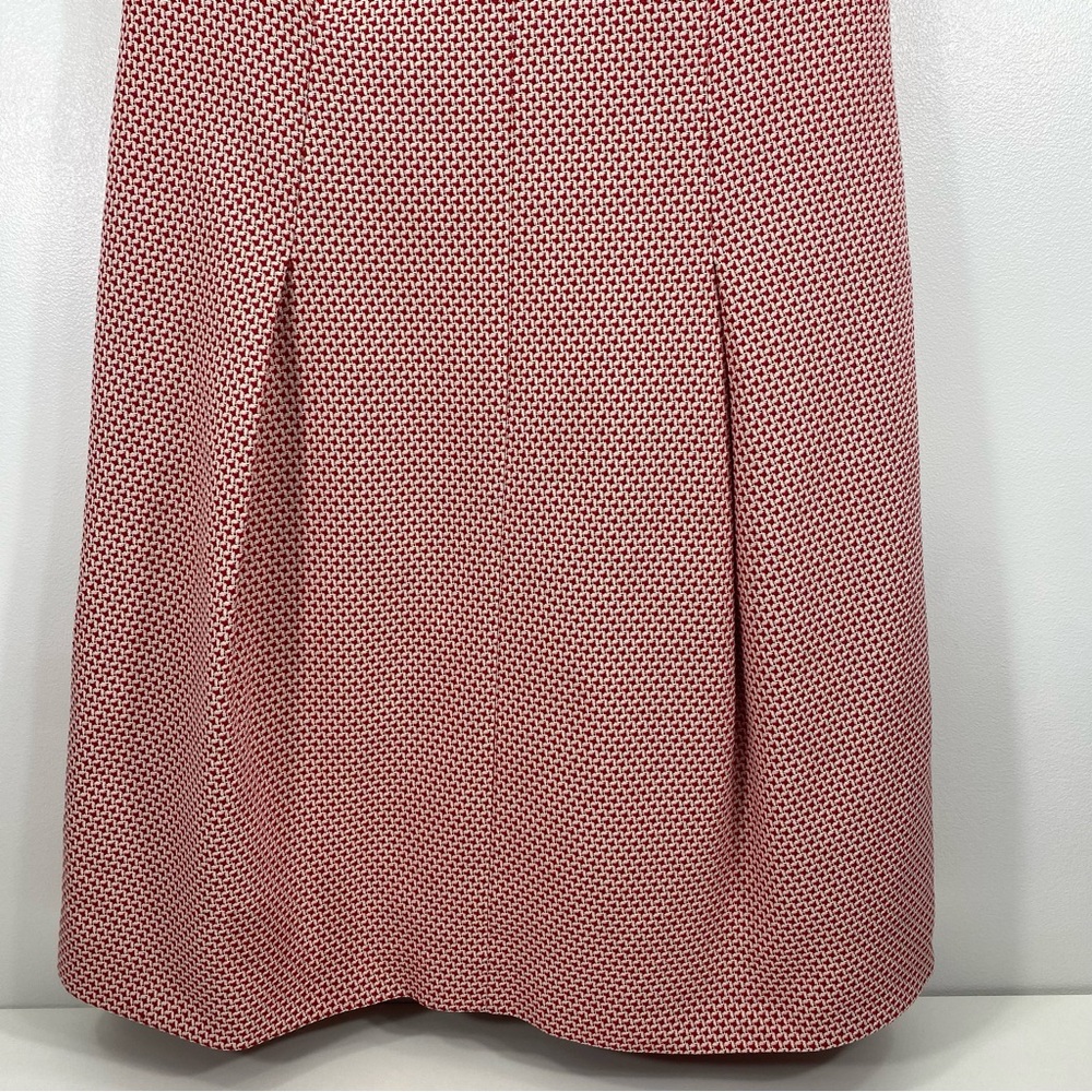 Boden Red White Jacquard Woven Houndstooth Sleeveless Tank Sheath A-Line Dress 8 - Picture 4 of 15
